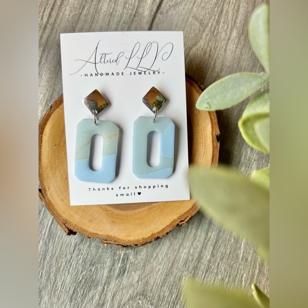 2/$30 Silver & Blue Layered Earrings
